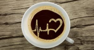 Heart rate painted in coffee