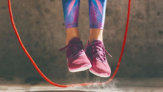 Woman with skipping rope